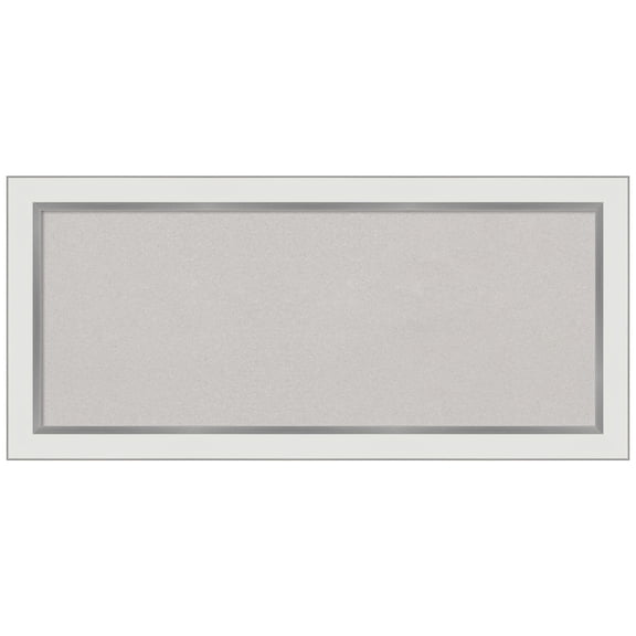 Amanti Art Grey Cork Board Framed Eva White Silver Narrow Bulletin Board 33 in. x 15 in.
