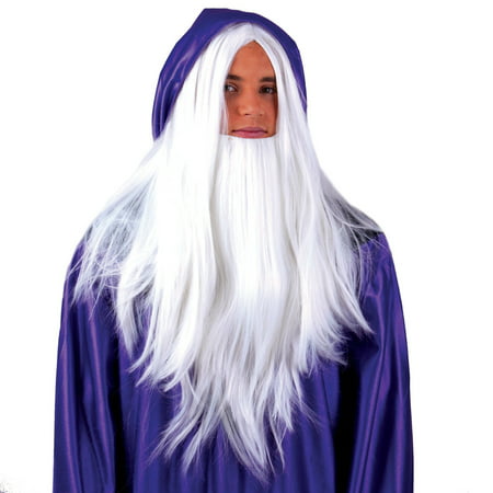 Sorcerer Gandolf Merlin Wig Warlock Wizard Beard Costume Accessory Long