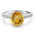 thumbnail image 3 of Gem Stone King 10K White Gold Yellow Citrine and Lab Grown Diamond Engagement Ring for Women | 3.00 Cttw | Round 9MM | Gemstone November Birthstone | Size 9, 3 of 6