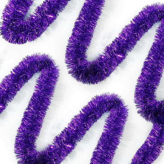 50 Feet Christmas Tinsel Garland,Purple Holiday Tinsel Garland,Christmas Foil Tinsel Garland for Christmas Tree Birthday Party Decorations