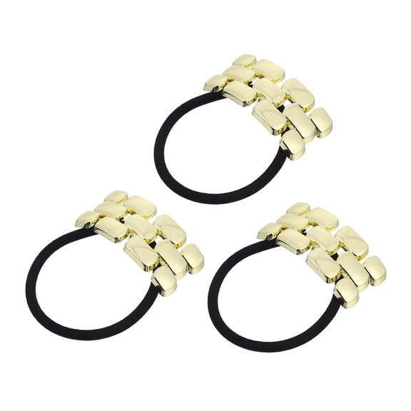 FOMIYES 3Pcs Golden Metal Hair Ties Geometric Ponytail Bands Elastic Hair Accessories
