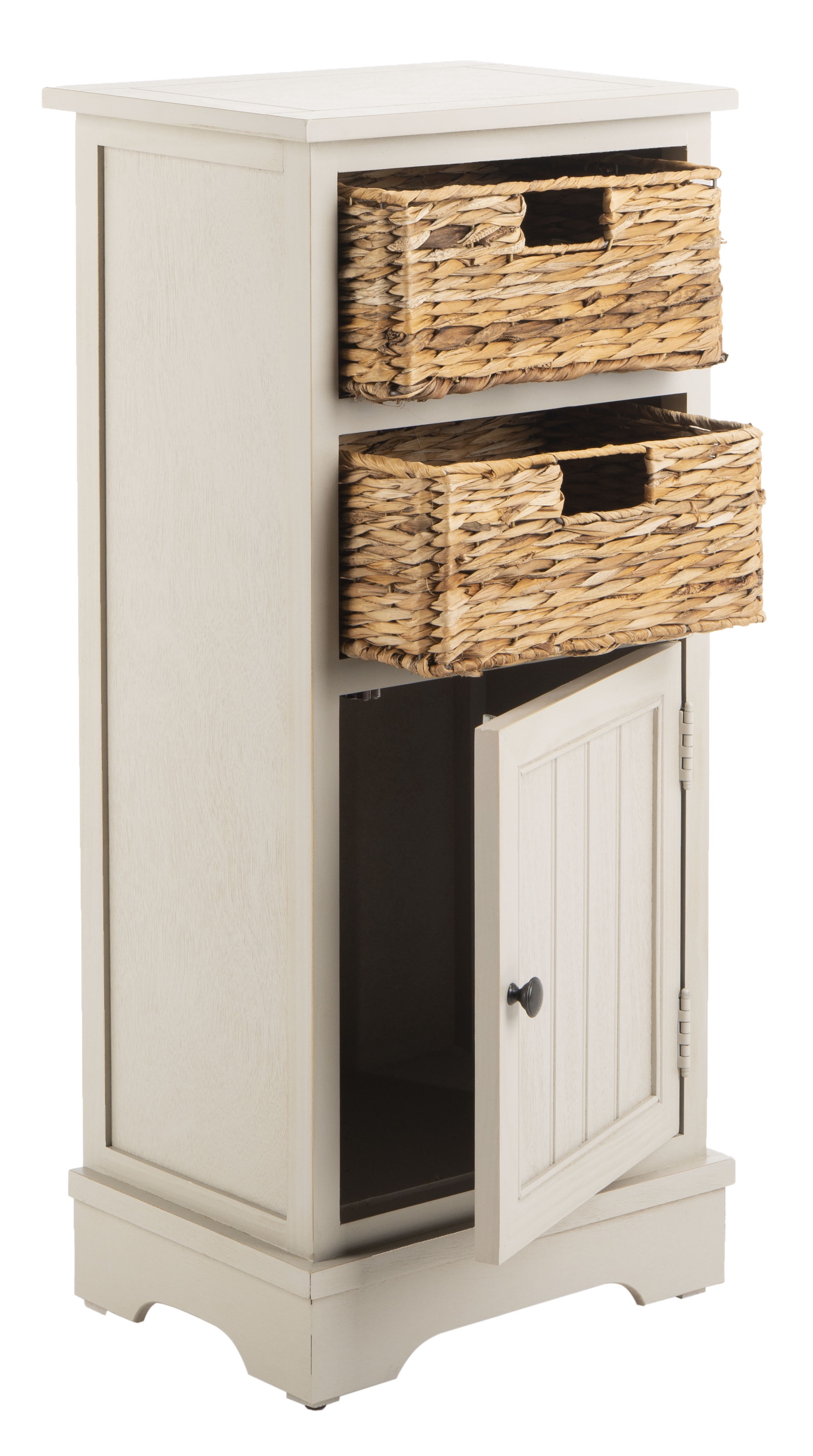 SAFAVIEH Connery Solid Nautical 2 Wicker Basket Storage Cabinet, Cherry