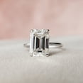 thumbnail image 3 of SOLITAIRE JEWELS 5.00CT Emerald Cut Hidden Halo Moissanite Diamond Engagement Ring Solid 18K White Gold, 3 of 6