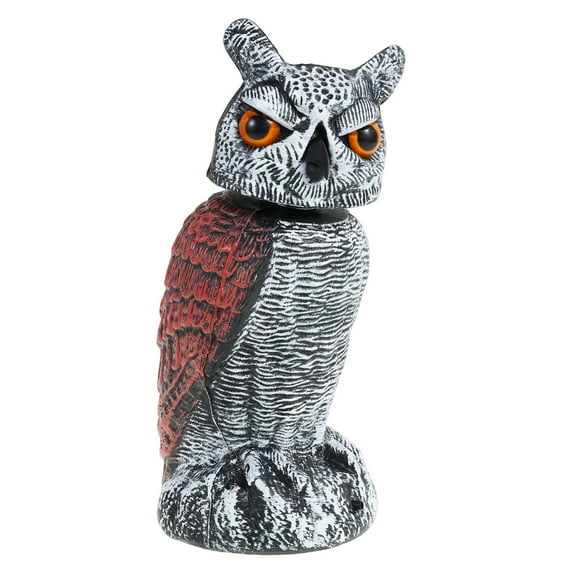 Keyohome Owl Decoy Lifelike Simulation Bird Deterrent with 360° Swivel Head Realistic Owl Statue Scare Birds Plastic Scarecrow to Frighten Birds for Garden Indoor Outdoor