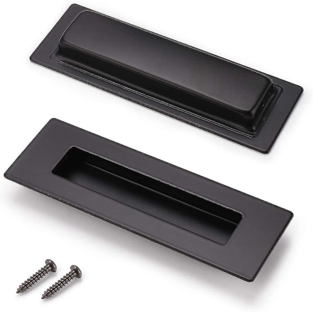Manijas empotradas rectangulares negras JINMJMXG Tiradores de puerta corrediza 6 pulgadas