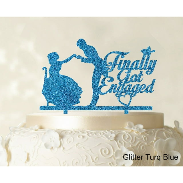 Finally Got Engaged Couple Cake Topper Wedding Cake Topper Color Option Available 6-8 Inches Wide
