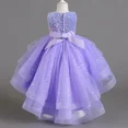 thumbnail image 4 of Vestido de princesa para niñas, vestido sin mangas con cola, vestido de novia de flores para niña, falda hinchada, desfile de moda para niños, Perfor de Piano, 4 of 5