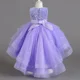 thumbnail image 4 of Vestido de princesa para niñas, vestido sin mangas con cola, vestido de novia de flores para niña, falda hinchada, desfile de moda para niños, Perfor de Piano, 4 of 5