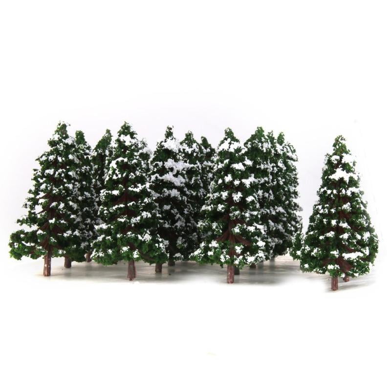 20pcs oscuro verdes modelo árboles nieve paisaje imagen 3.15 Inch 1 150 