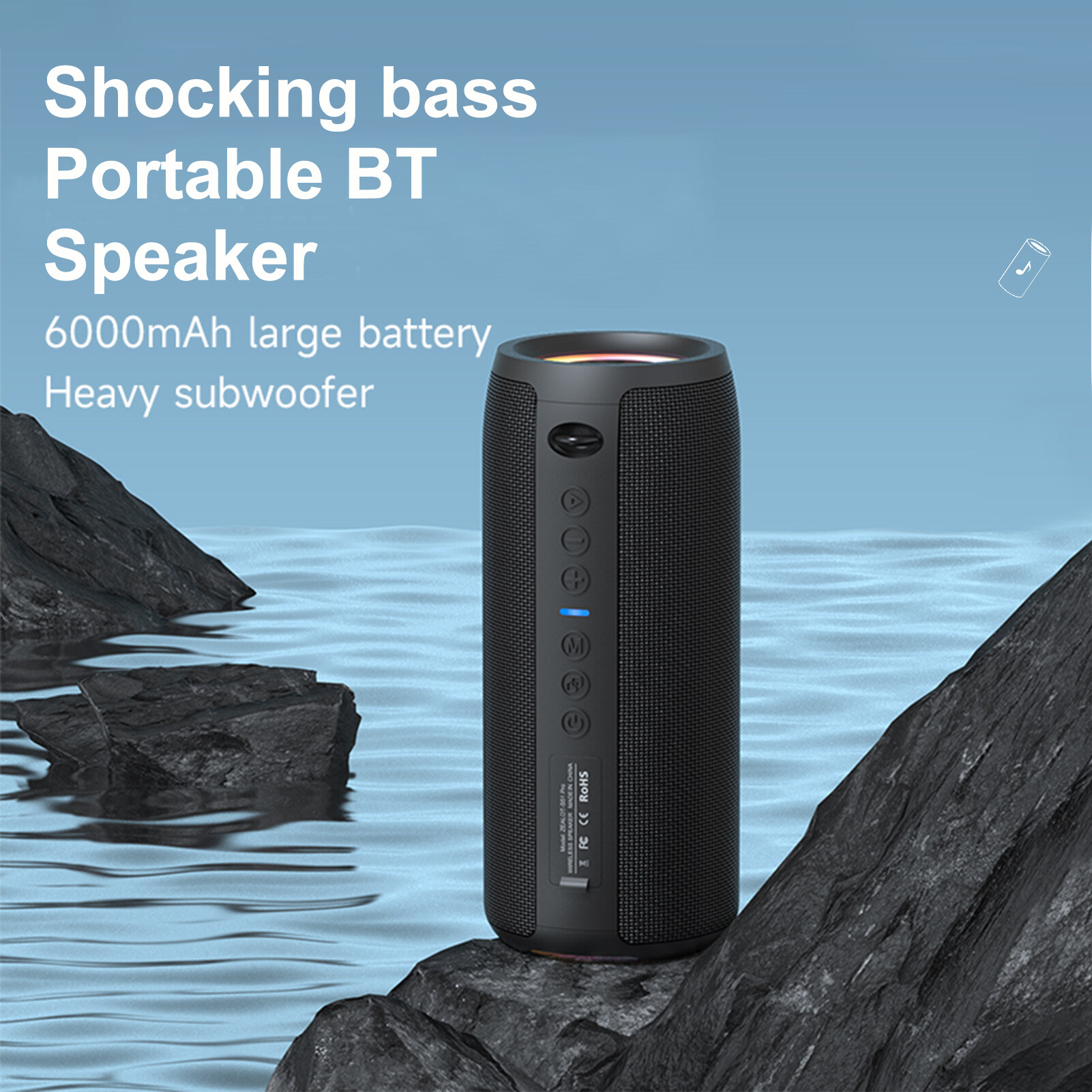 ZEALOT S51Pro Small Speaker BT Wireless Waterproof IPX7 6000mAh Long Battery Life Portable Subwoofer