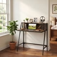 thumbnail image 2 of 31.5" 2 Tier Small Computer Desk PC Laptop Table, Computer Study Writing Workstation for Home Office, Rustic Brown, 2 of 7