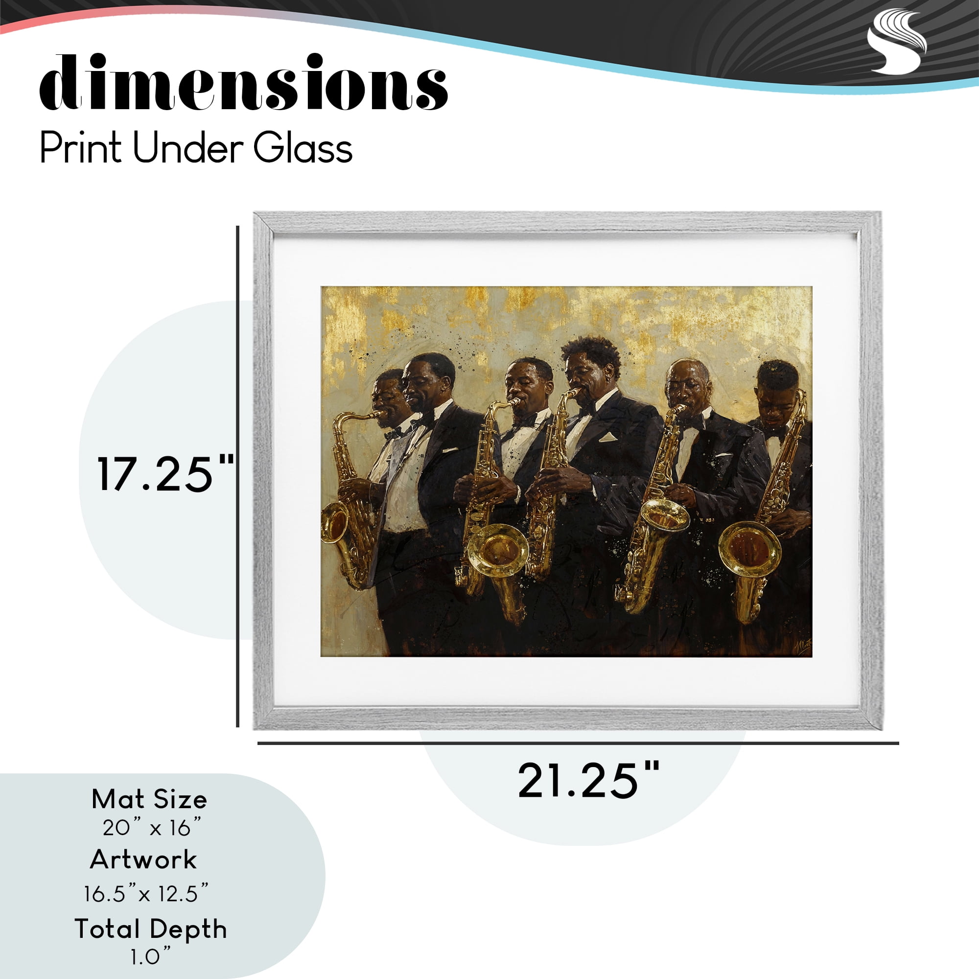 Golden Era Ensemble Gray Framed Print Under Glass, design by Marta Wiley