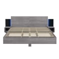 thumbnail image 5 of New Modern King Size Wooden Bed – LED-Enhanced Floating Platform w/Attached Nightstands & Wood Grain Finish | Easy Assembly MDF Bed Frame, 5 of 10