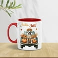 thumbnail image 3 of Hello Fall Autumn Wreath Pitbull Pumpkins Pickup Truck 11oz Accent Two-tone Mug Terrier Dog Lover Coffee Tea Cup - 13011, 3 of 5