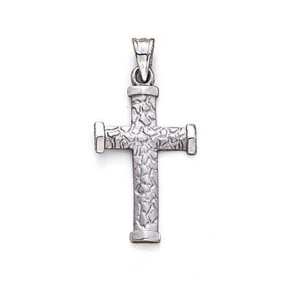 14k White Gold Small Nugget Cross Plain Ends Pendant - 1.6 Grams