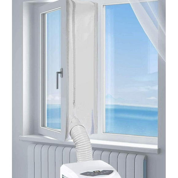 Window Seal for Portable Air Conditioner, 400 cm Flexible Cloth Sealing Plate Window Seal with Zip and Adhesive Fastener for Mobile Air-Conditioning Units