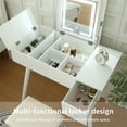 thumbnail image 3 of Wooden Vanity Desk Set With Stool, Modern Makeup Table With LED Lighted Mirror, Flip Top Makeup Vanity Table With Storage Cabinet Drawer For Bedroom, 3 of 7