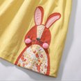 thumbnail image 4 of HILEELANG Toddler Girls Short Sleeve Dress Cotton Casual Yellow Bunny Applique Jersey Shirt Playwear Dresses 5T, 4 of 5