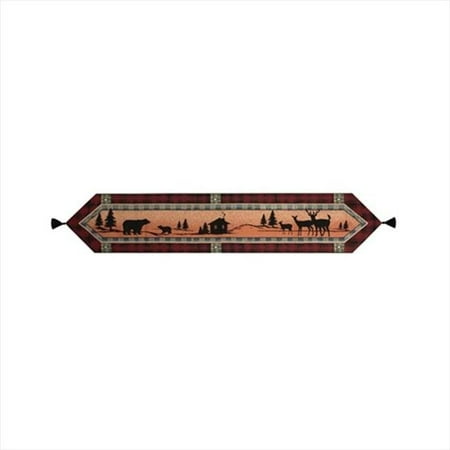 

Manual Woodworkers and Weavers UBRL72 Bear Lodge Table Runner With Tassels Black Pearl Stitching 13 X 72 in.