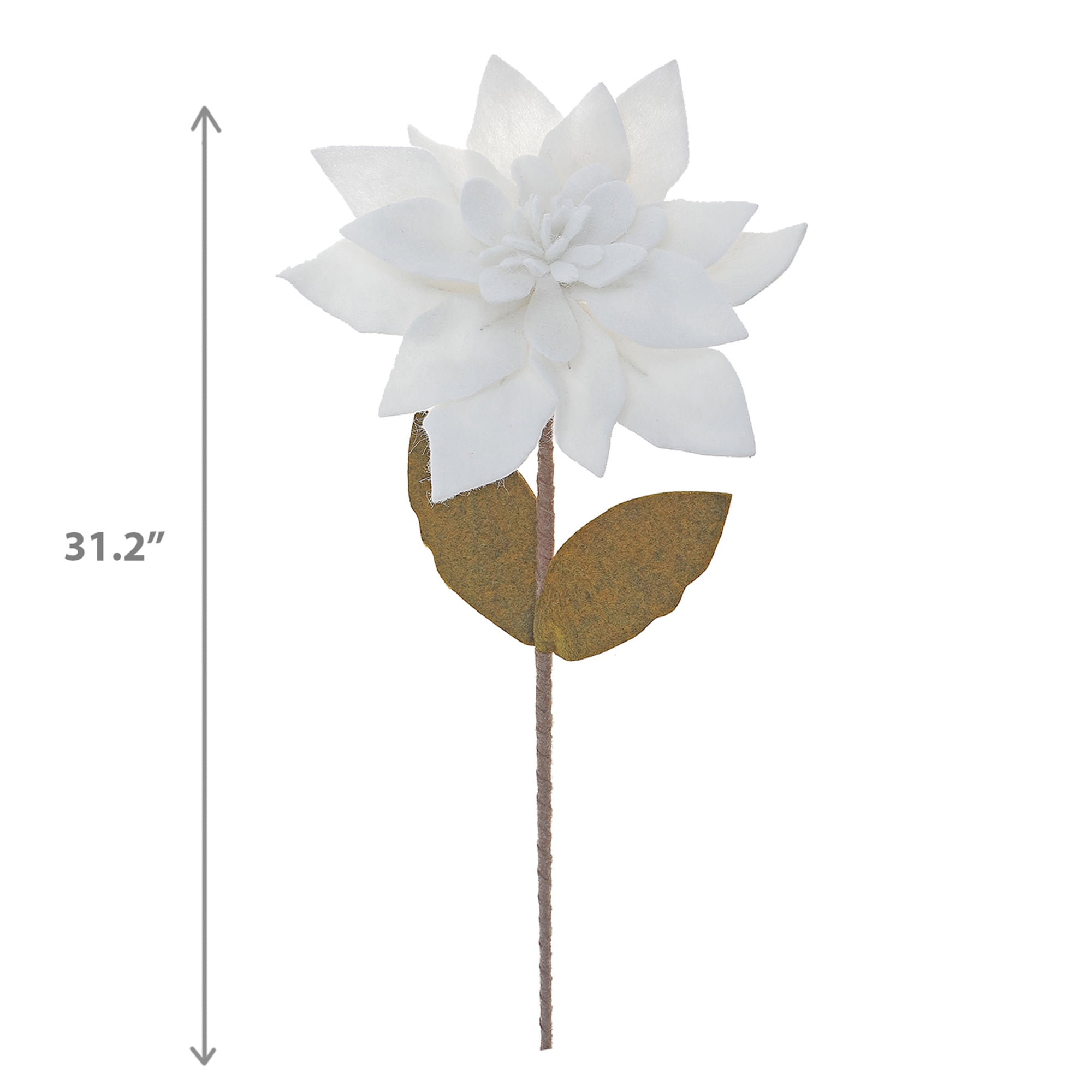 Long Stem Felt Poinsettia Pick (White)