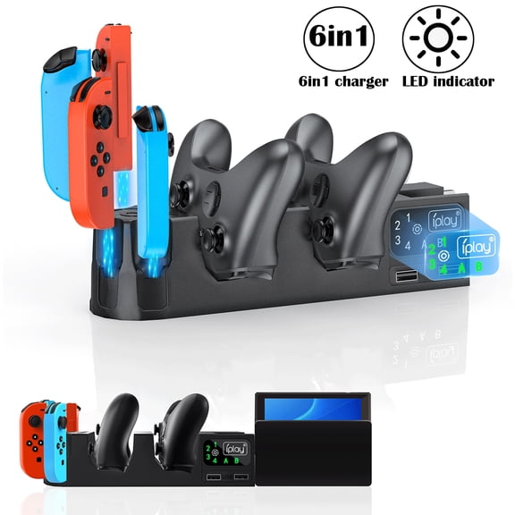 Controller Charging Dock Accessories for Nintendo Switch,for Joy-Con&Pro Controller&Switch Charger Stand with LED Docking Station