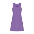 thumbnail image 4 of Miluxas Women Summer Casual T Shirt Dresses Clearance Beach Cover up Plain Pleated Tank Dress Purple 6(M), 4 of 6