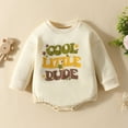 thumbnail image 2 of Baby Rompers Boy Long Sleeve Letter Prints Pullover Romper Newborn Sweatshirt Bodysuits Newborn Onesies Boy Beige 6 Months-9 Months, 2 of 6