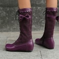 thumbnail image 6 of Dasayo Low Heel Ladies Boots Motorcycle Mid-Calf Purple Side Zip Lace up Western Square Toe Boots Women Shoes 43, 6 of 8