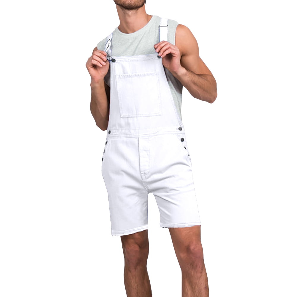 Eurivicy Mens Bib Overall Shorts Lightweight Cotton Casual Loose Fit
