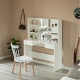 thumbnail image 3 of Modern Wooden Dressing Table with Drawer, Mirror and Shelves for The Dining Room, Entryway and Bedroom, 3 of 7