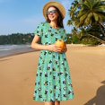 thumbnail image 4 of Naloa Alphabet And Panda Print Womens Summer A-Line Dress with Pockets,Short Sleeve Dresses,Flowy Beach Swing Dress for Vacation Travel, 4 of 6