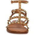 thumbnail image 2 of Steve Madden Sunnie Tan Ankle Strap Squared Open Toe Gladiator Flats Sandals (Tan, 7), 2 of 5