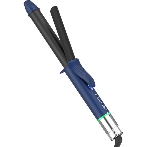 TOME 1 Inch Long Barrel Ceramic Curling Iron, Dual Voltage Hair Curler, Blue