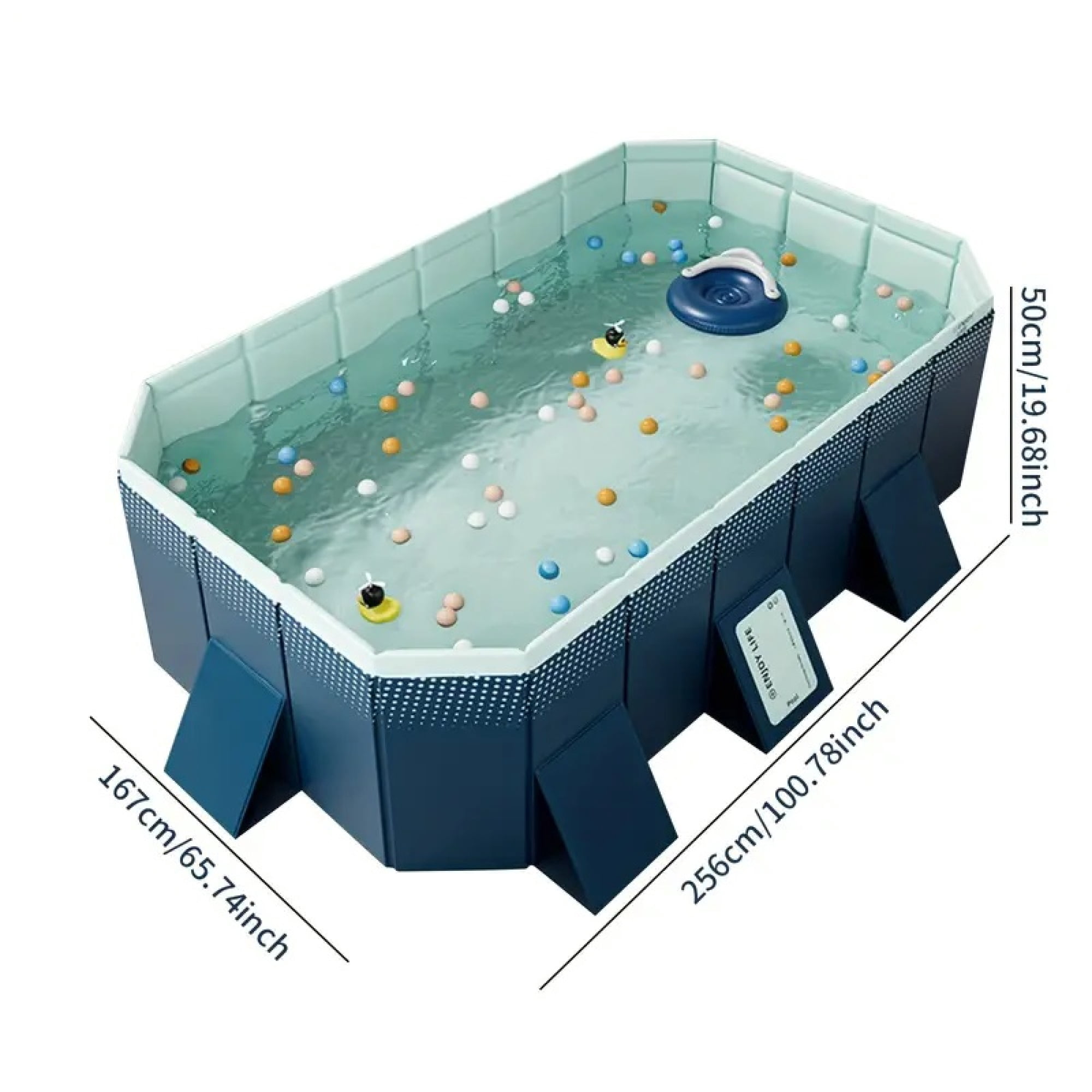 100 Inch Foldable Above Ground Swimming Pool 450GAL Non Inflatable PVC for Backyard