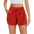 thumbnail image 6 of Homenesgenics Shorts for Women $5 Women's Shorts Casual Flowy Linen High Waist Drawstring Elastic Pockets Red XXL, 6 of 8