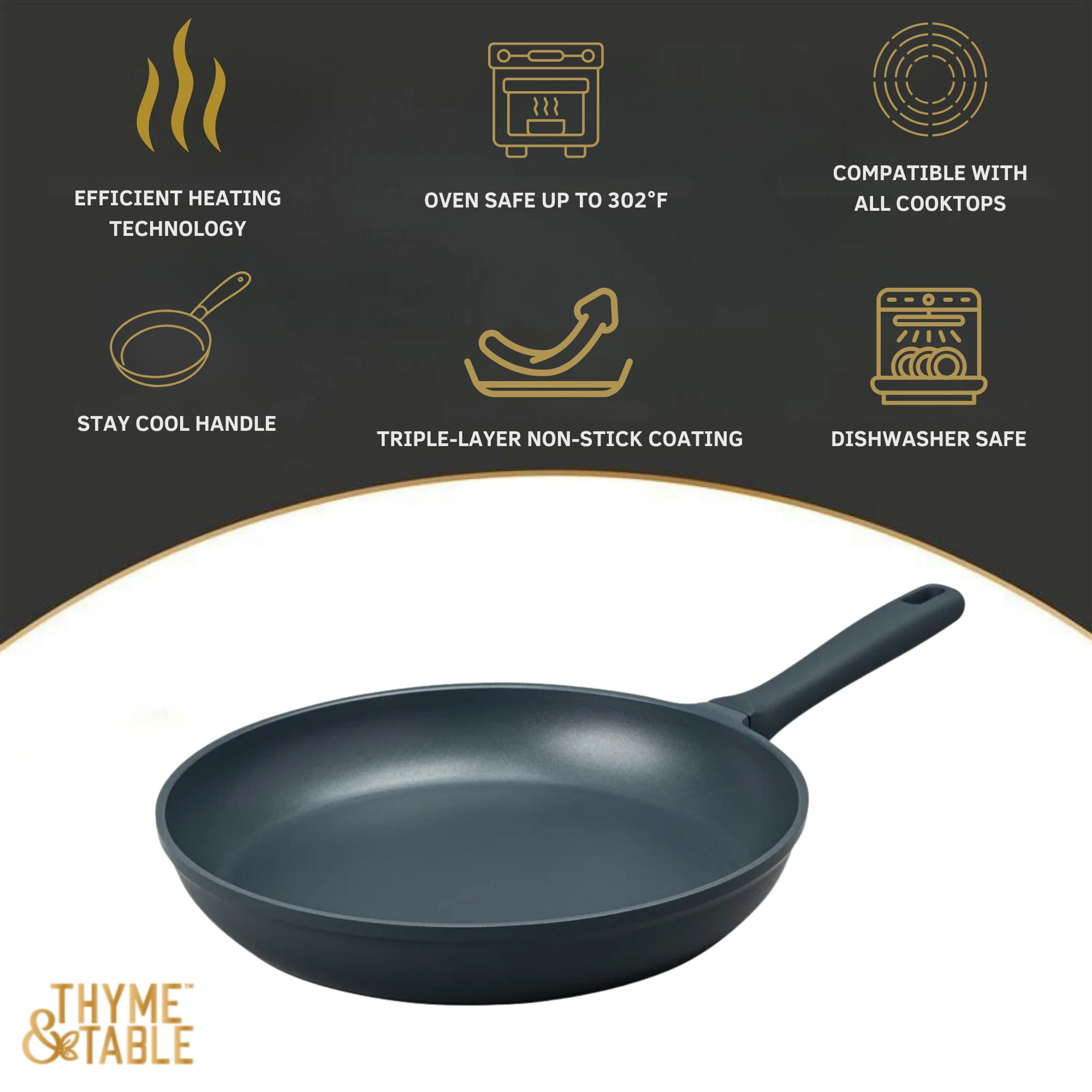 Thyme & Table 12" Non-Stick Diecast Fry Pan - Atlantic Blue