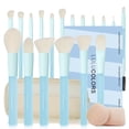 thumbnail image 1 of Juego de brochas de maquillaje LULUCOLORS azul claro de 18 piezas con bolsa y esponjas, 1 of 7