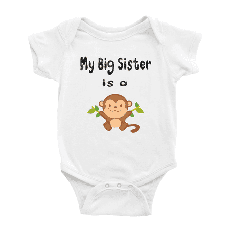 

My Big Sister Is A Monkey Funny Baby Clothing Bodysuits