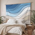 thumbnail image 3 of Blue Brown Large Tapestry for Bedroom Wall Hanging Tapestry,Gradient Geometric White Water Stripes Modern Ceiling Backdrop Tapestries Poster Blanket Wall Decor for Teens Room Living Room 86" x 104", 3 of 8