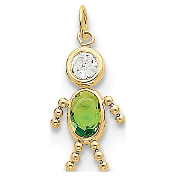 10k Yellow Gold August Boy Birthday Month Colored Stone Charm