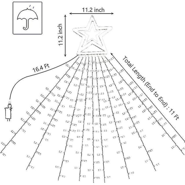 10lm 350 llevó la luz al aire libre del meteorito de las luces de la secuencia del árbol de navidad de la luz de la cascada de la estrella