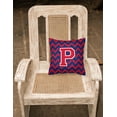 thumbnail image 2 of Letter P Chevron Yale Blue and Crimson Fabric Decorative Pillow, 2 of 2