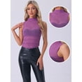 thumbnail image 2 of DARING DIVA Women's Summer Mock Neck Ruched Semi Sheer Y2K Tank Tops L Purple, 2 of 6