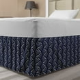 thumbnail image 1 of Geometric Bed Skirt, Vintage Ocean Waves Design with Swirled Ripples Ancestral Ornate Nautical, Elastic Bedskirt Dust Ruffle Wrap Around for Bedding Decor, 4 Sizes, Dark Blue Cream, by Ambesonne, 1 of 2