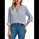 thumbnail image 2 of Blusas Informales de Negocios para Mujer, Camisas de Verano de Larga con Botones y Cuello en V, Blusas de . Gris L, 2 of 8
