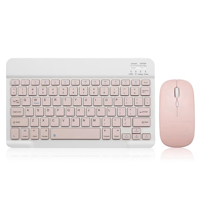 Teclado Bluetooth de 10 Pulgadas con Ratón A Batería Juego de Teclado y Ratón Inalámbricos Ultrafinos para Android C