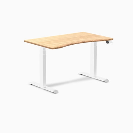 Desky Dual Ergo Edge Sit Stand Desk - Bamboo / 48 X 30 Inches / White
