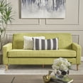 thumbnail image 1 of Noble House Augustine Mid Century Modern 3 Seater Fabric Sofa, Muted Green, 1 of 10