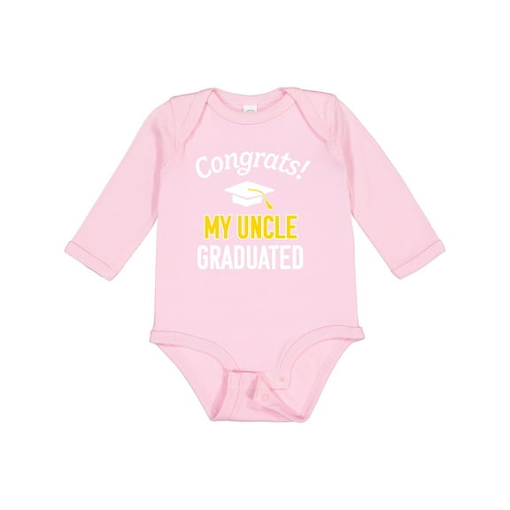 Inktastic Congrats My Uncle Graduated with Cap Boys or Girls Long Sleeve Baby Bodysuit