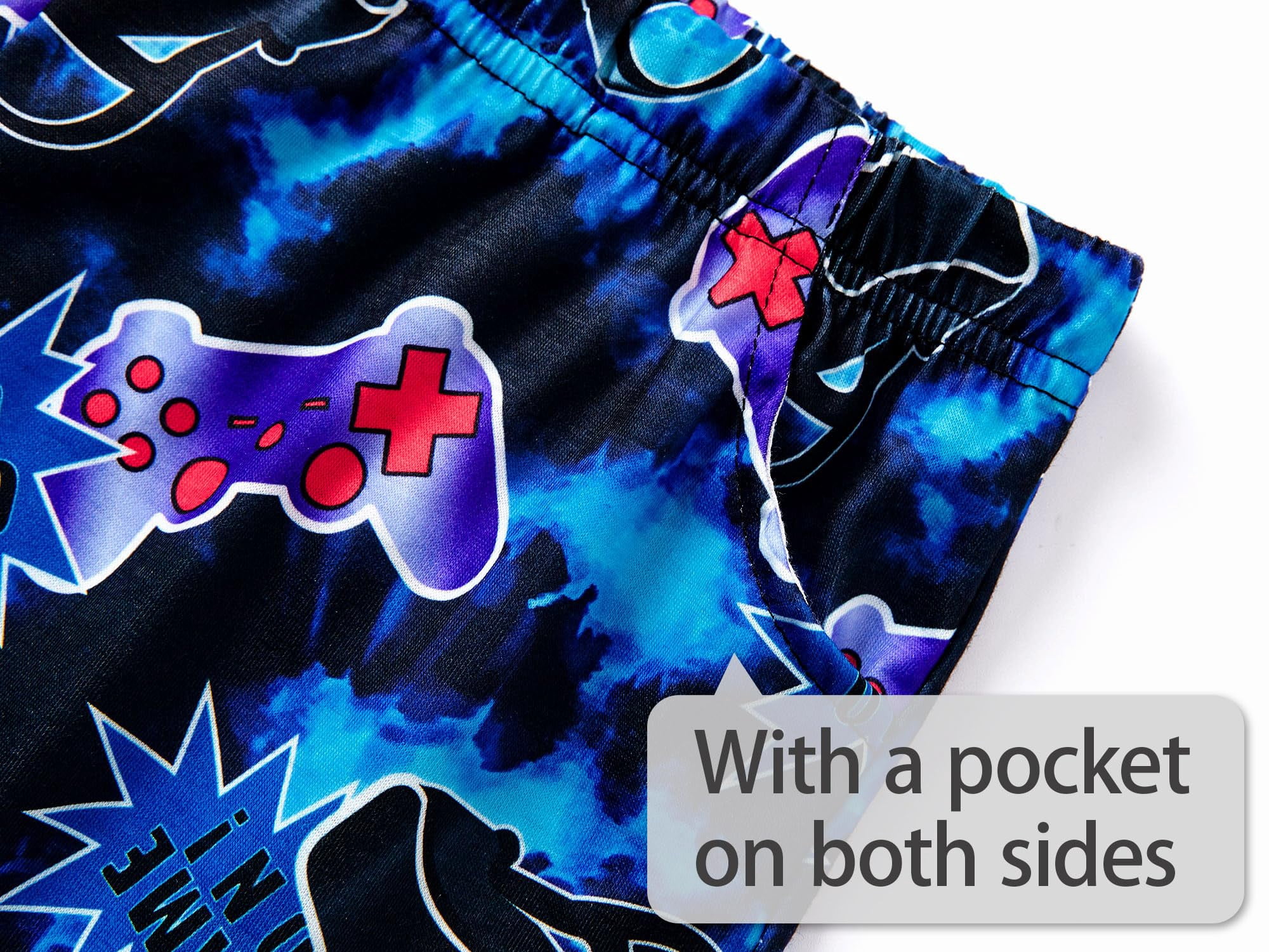 B-SIDE GAMESフルセット Beezizac Pajamas for Boys Funny Blue Gamer Tank Top & Shorts